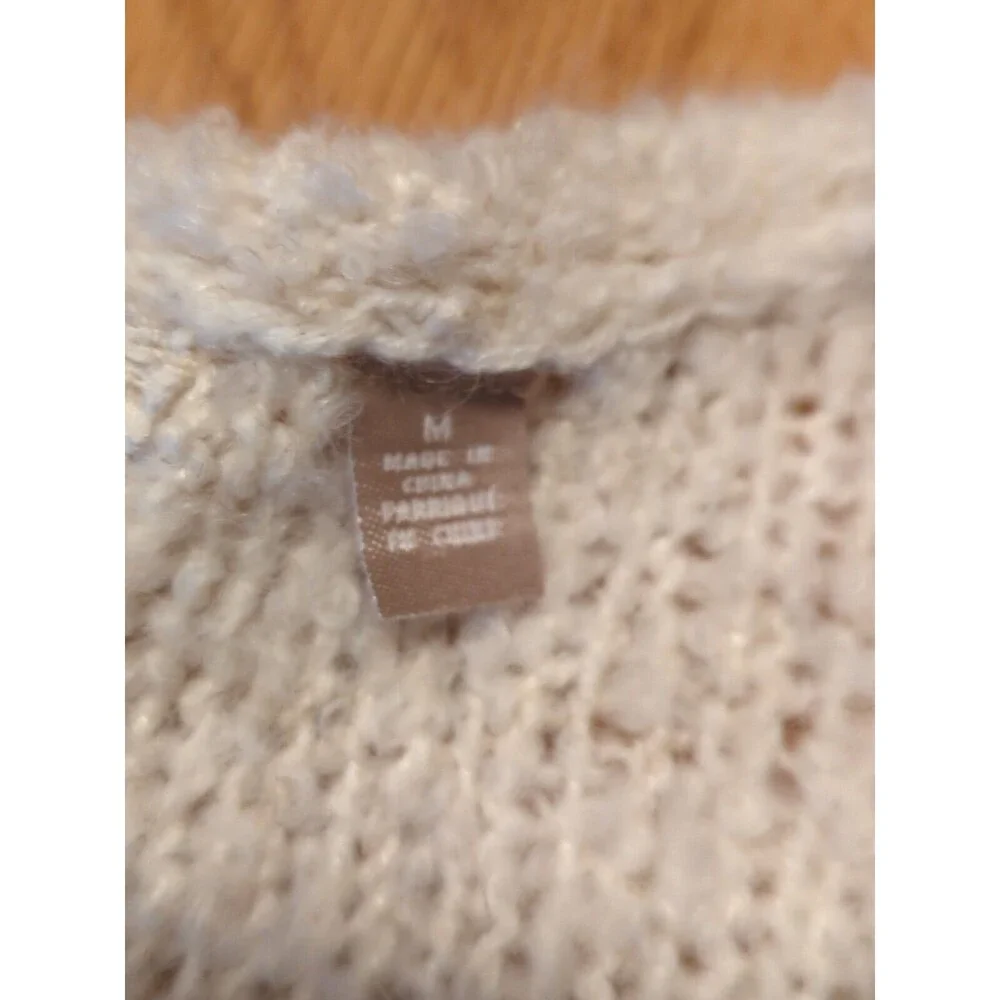 Anthropologie Knitted & Knotted Sweater Womens M Ivory Felted Lace Wool Boho